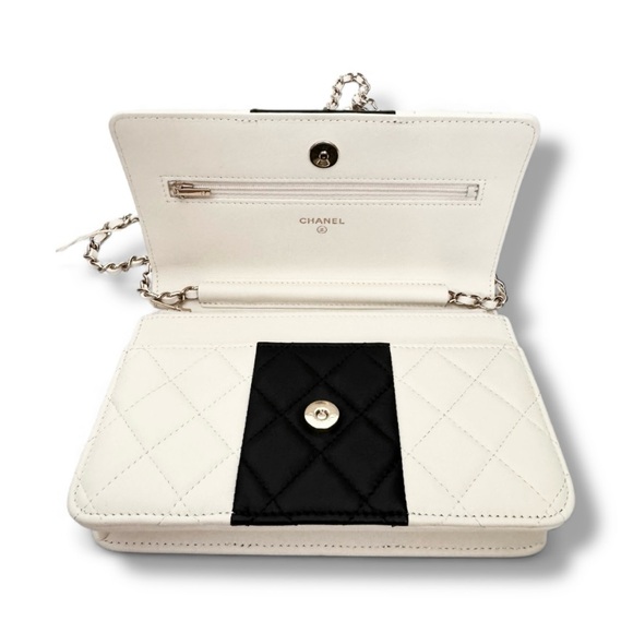🆕CHANEL Classic Wallet on Chain Color Block Black & Ivory Gold-Tone hardware NIB - Picture 11 of 16